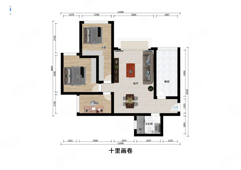 隆鑫十里画卷3室2厅1卫67.73㎡东108万