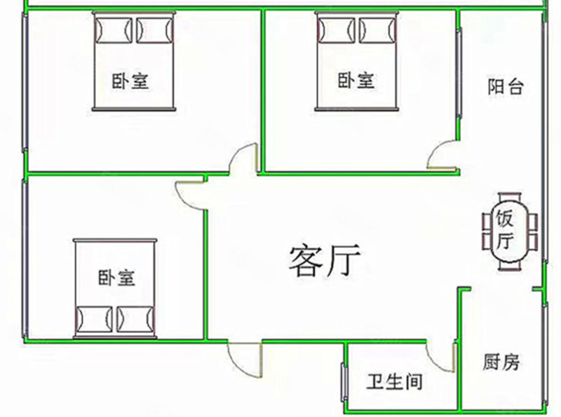 四川成都金牛白果林文华路14号院南北方向3室2厅1卫80㎡总价123万