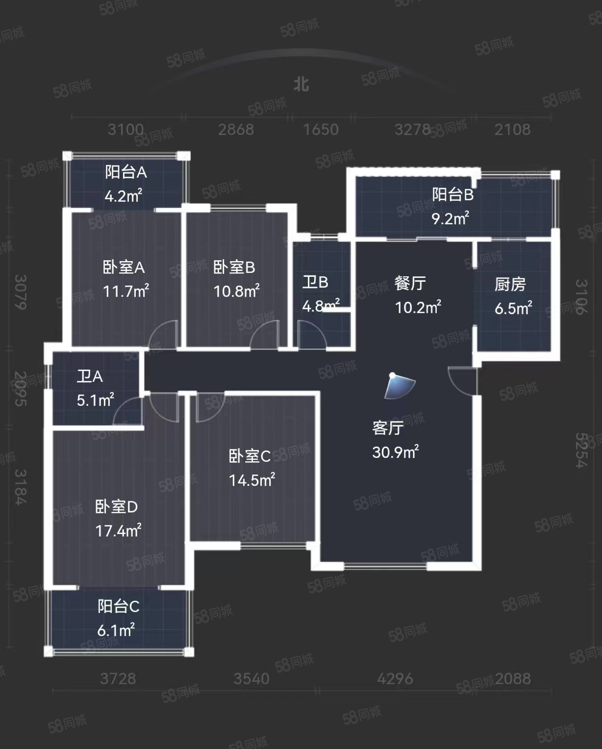 【10图】星月绿洲 4室 企业力荐 诚意出售 随时看房,星月绿洲-长沙58