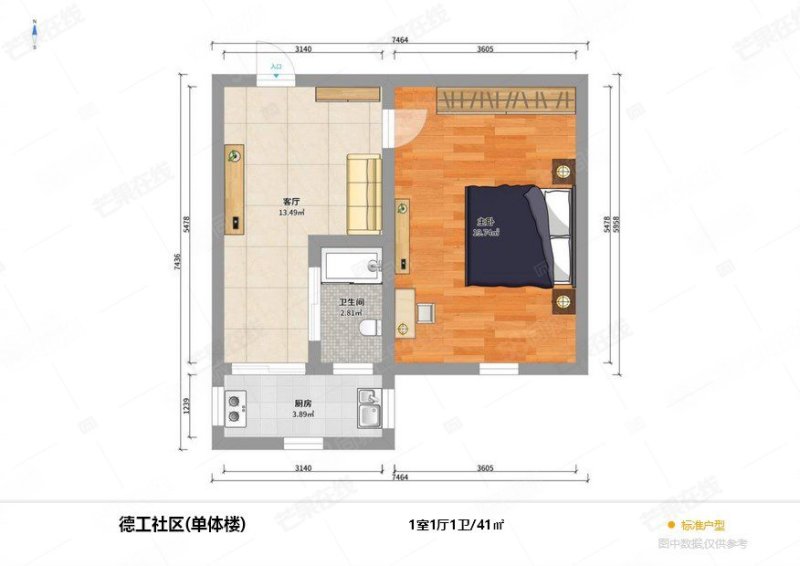 德工社区(北区)1室1厅1卫41.07㎡南33万