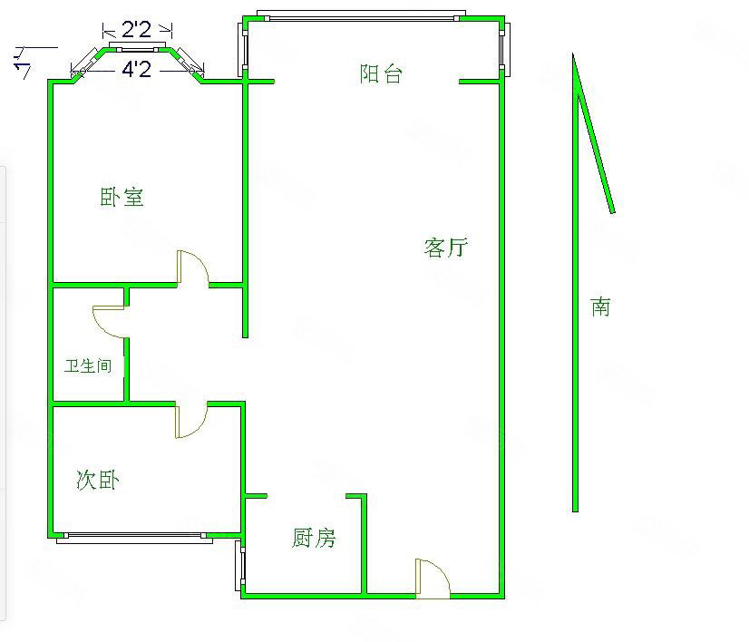 龙腾花园2室2厅1卫106㎡南北54万