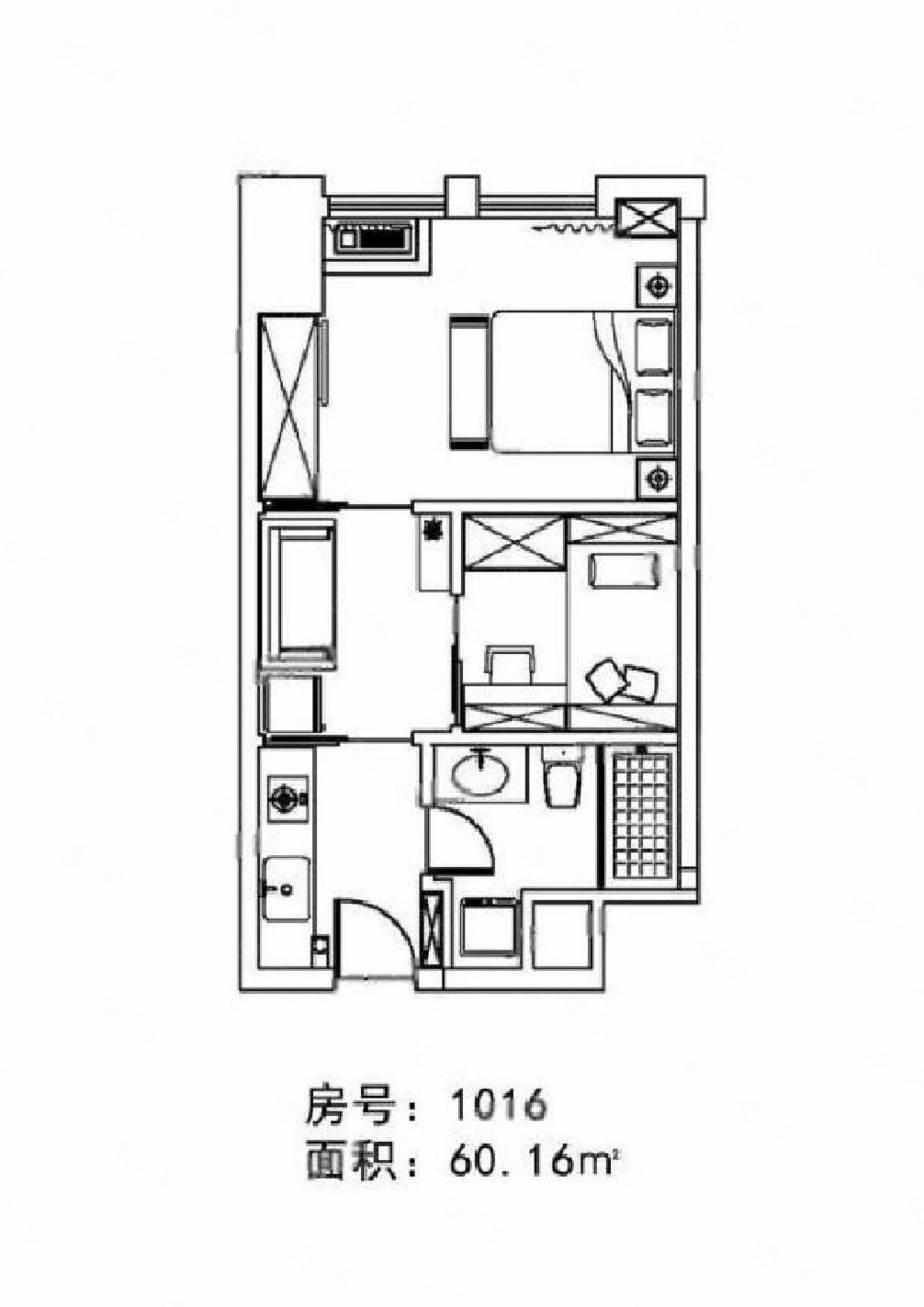 郡江国际大厦2室1厅1卫66㎡南308万