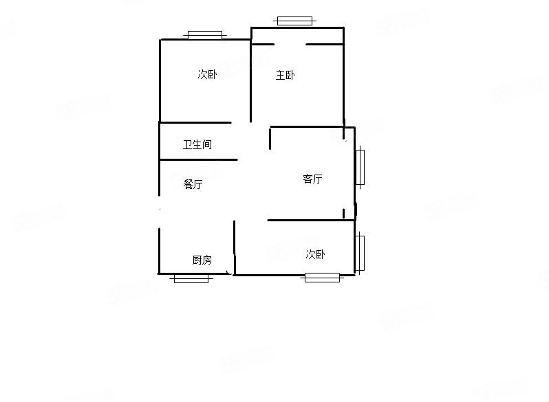 瑞景国际3室2厅1卫92.38㎡西南118万