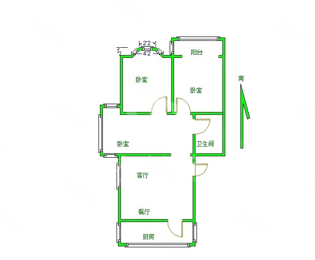 华新园(西区)3室2厅1卫95㎡南北52万