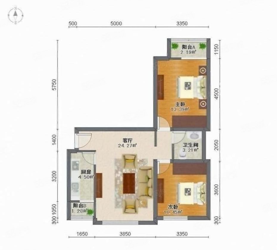 佳和宜园2室1厅1卫74.39㎡南北202万