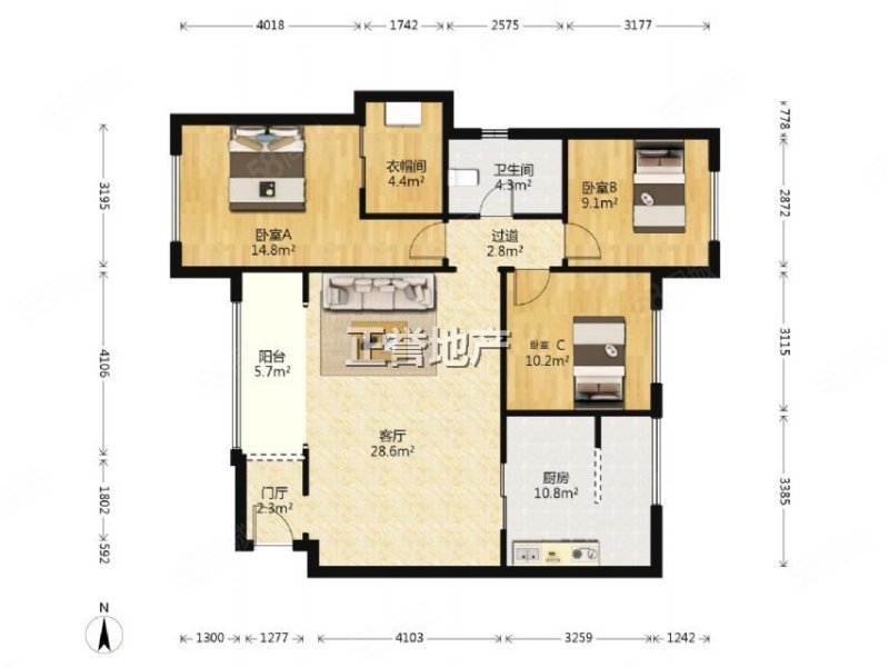 佳兆业君汇上品3室2厅2卫110.87㎡南北168万