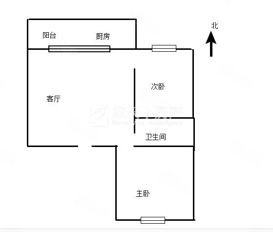 帮洲新区同德园2室2厅1卫49.28㎡南北110万