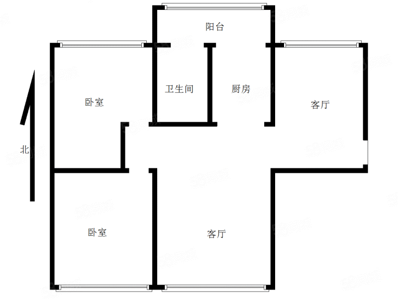 北市社区2室2厅1卫95㎡南北55万