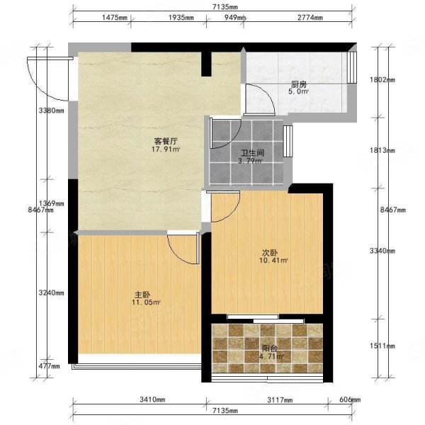 淮矿馥邦天下2室2厅1卫68.23㎡南110万