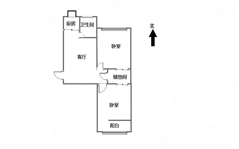 河北科大宿舍东院2室1厅1卫56.93㎡南北120万