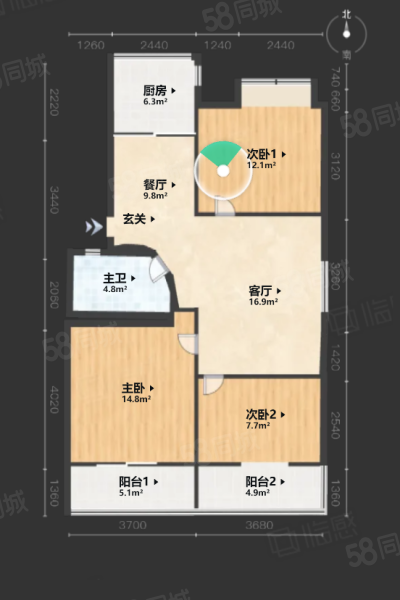 钟盈小区3室2厅1卫83.64㎡南220万