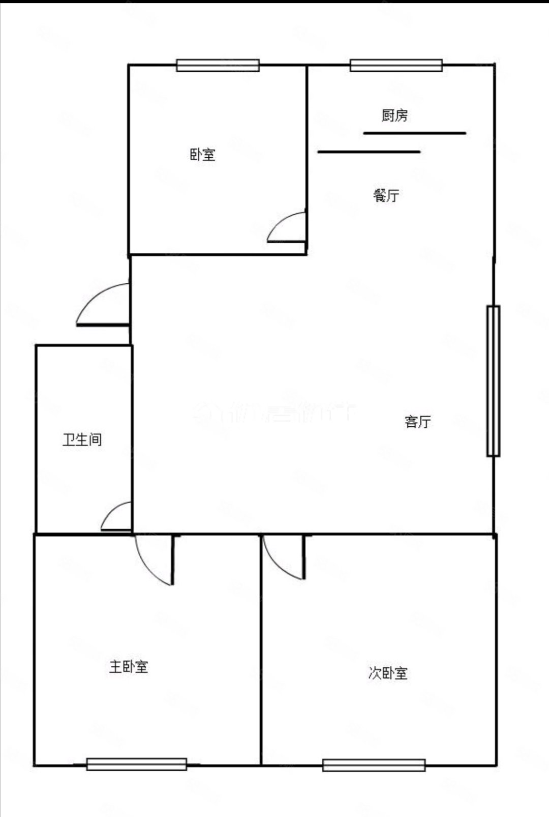 安然龙跃国际二期3室1厅1卫97.29㎡南北128万