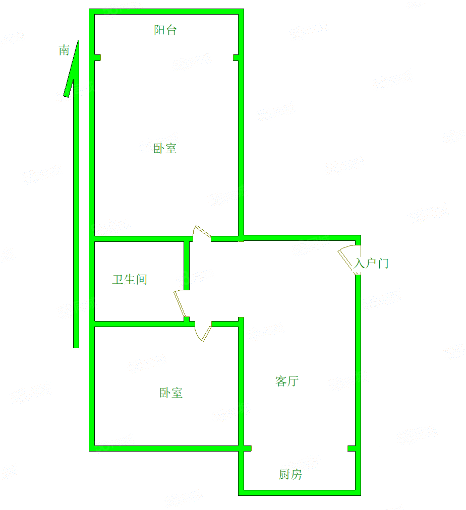 世纪御园2室1厅1卫65㎡南北48万