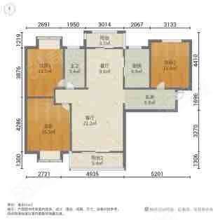 南昌万达文化旅游城E区3室2厅1卫117.57㎡南北130万