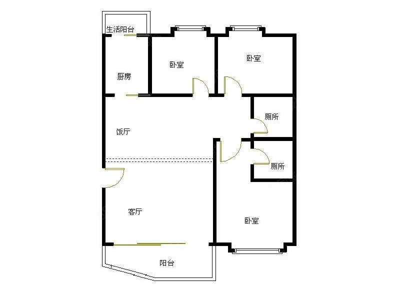 山水家园3室2厅2卫121.91㎡南北103万