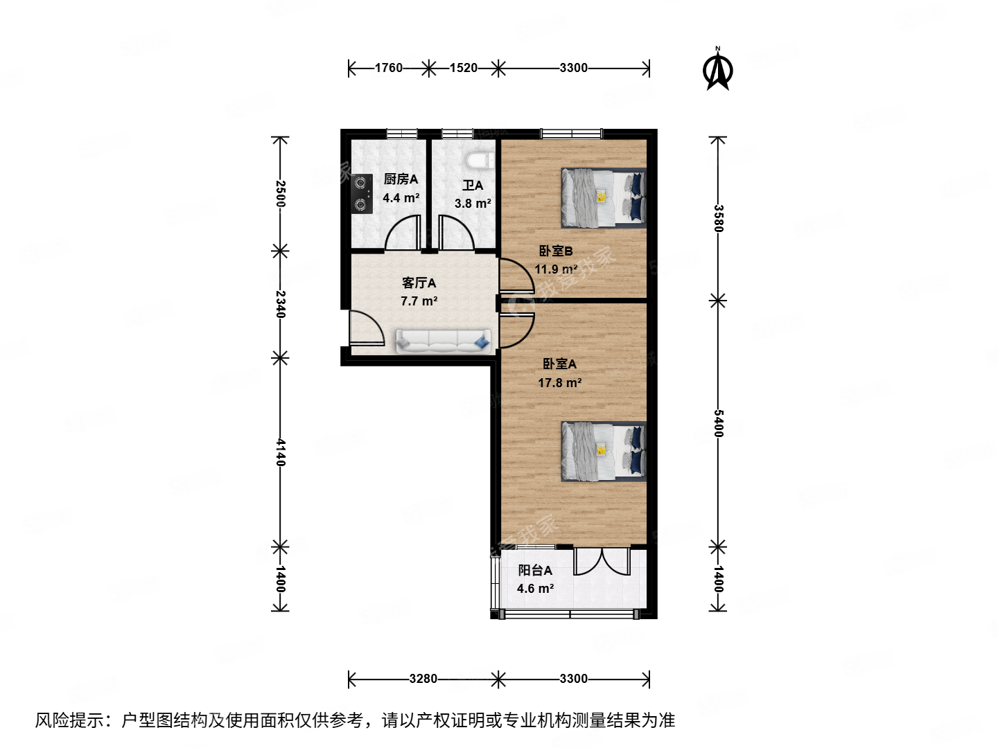 濱河里2室1廳1衛(wèi)63.77㎡南北365萬(wàn)