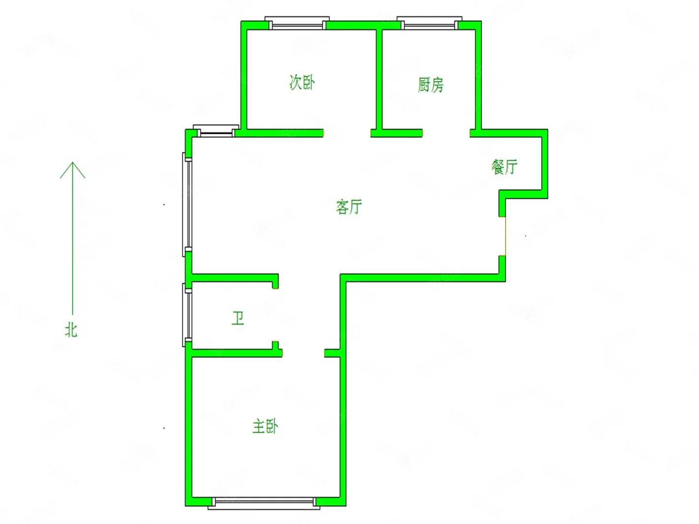 东华北里2室2厅1卫62㎡南北42.8万