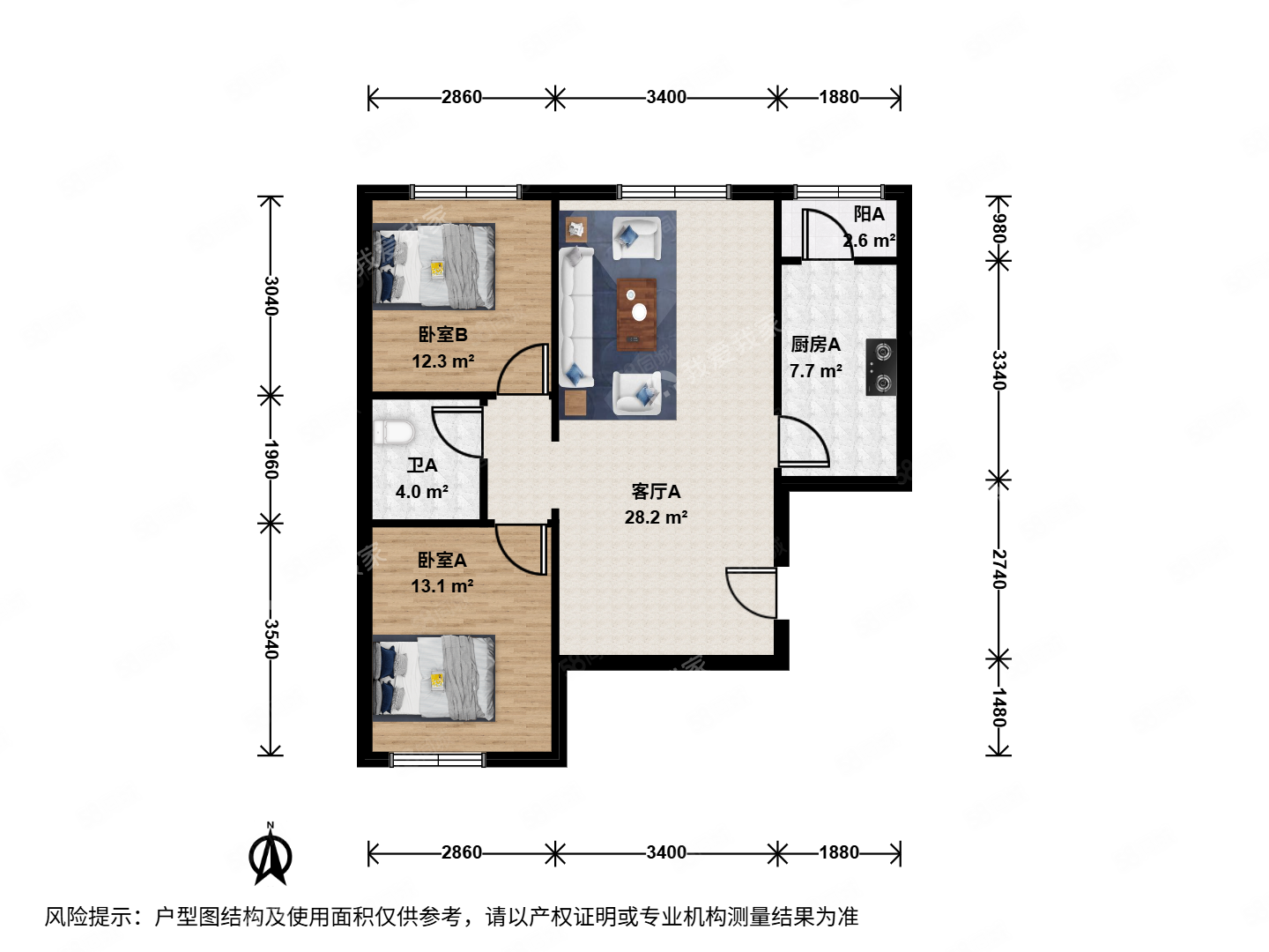 金澤家園C區(qū)2室1廳1衛(wèi)78㎡南北219萬