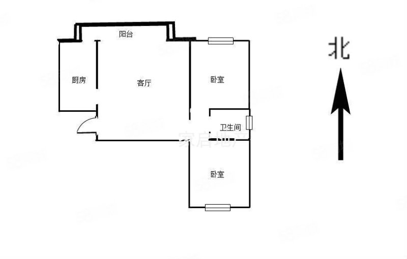 广信新城(A区)2室1厅1卫102㎡南北46万