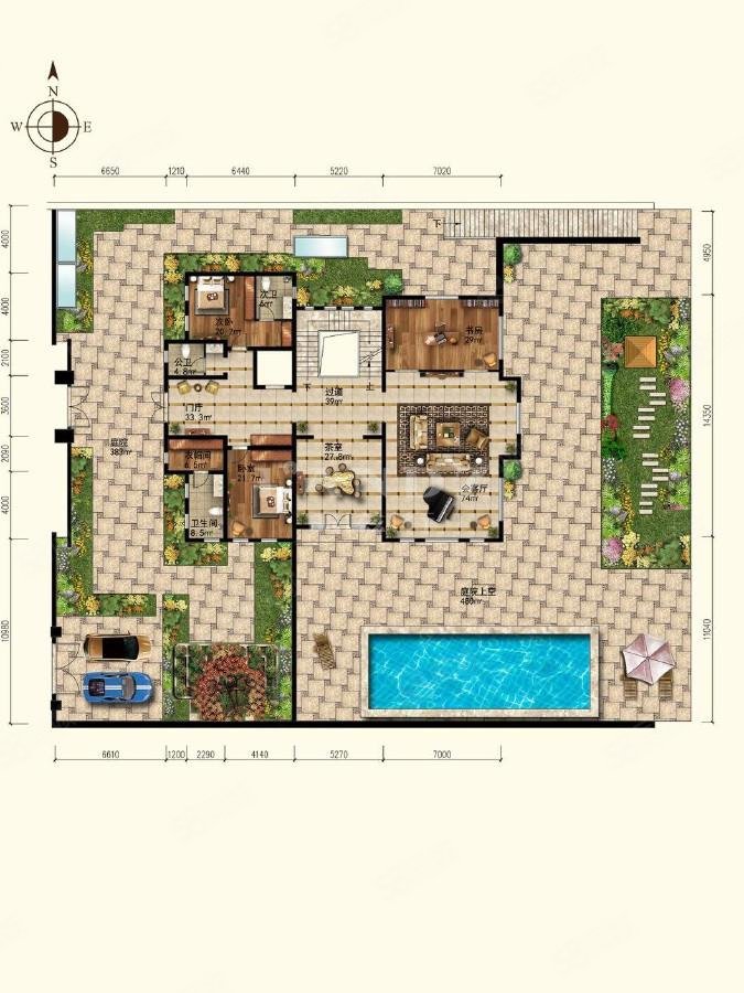 九章別墅6室6廳7衛(wèi)1076㎡南北19900萬
