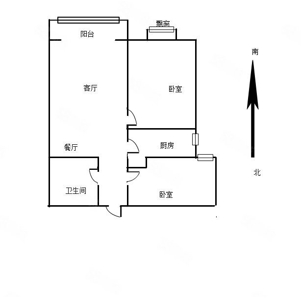 红旗北郡2室1厅1卫90.62㎡南68万