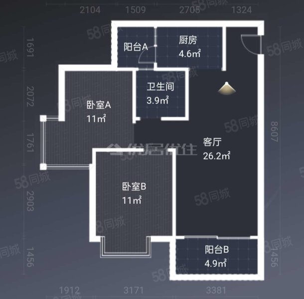 银河世纪2室2厅1卫79.59㎡西北32.8万