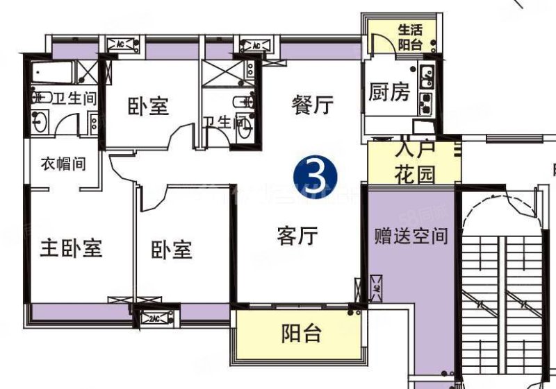 中天未来方舟E6组团4室2厅2卫129㎡南北110万