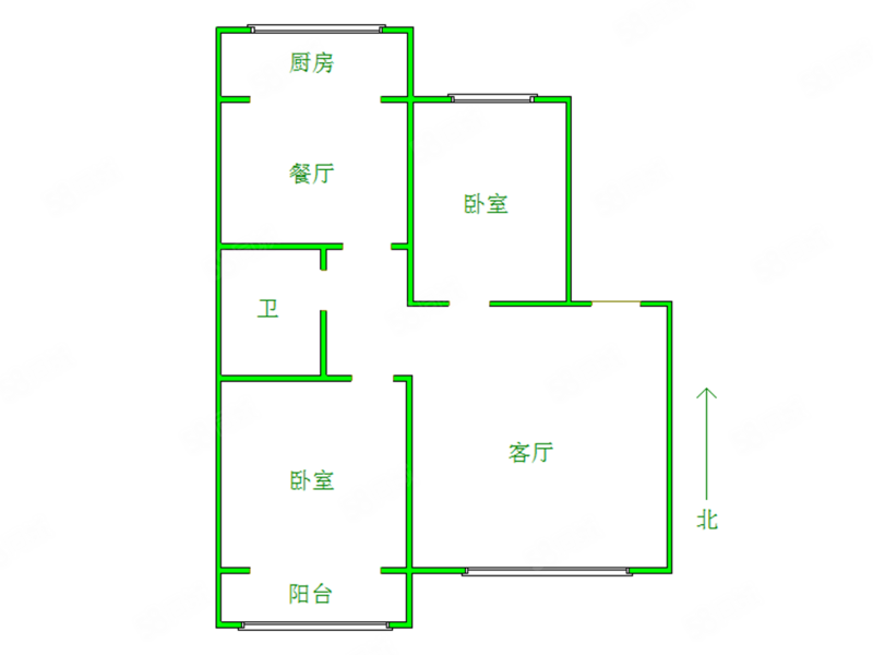 金龙花苑2室2厅1卫79㎡南北59万