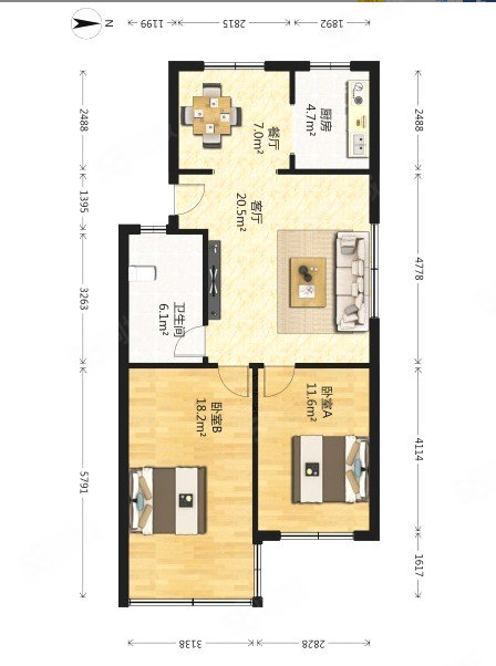 远洋新村3室1厅1卫82.92㎡南北158万