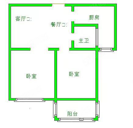 中央绿城2室2厅1卫86㎡南北66万