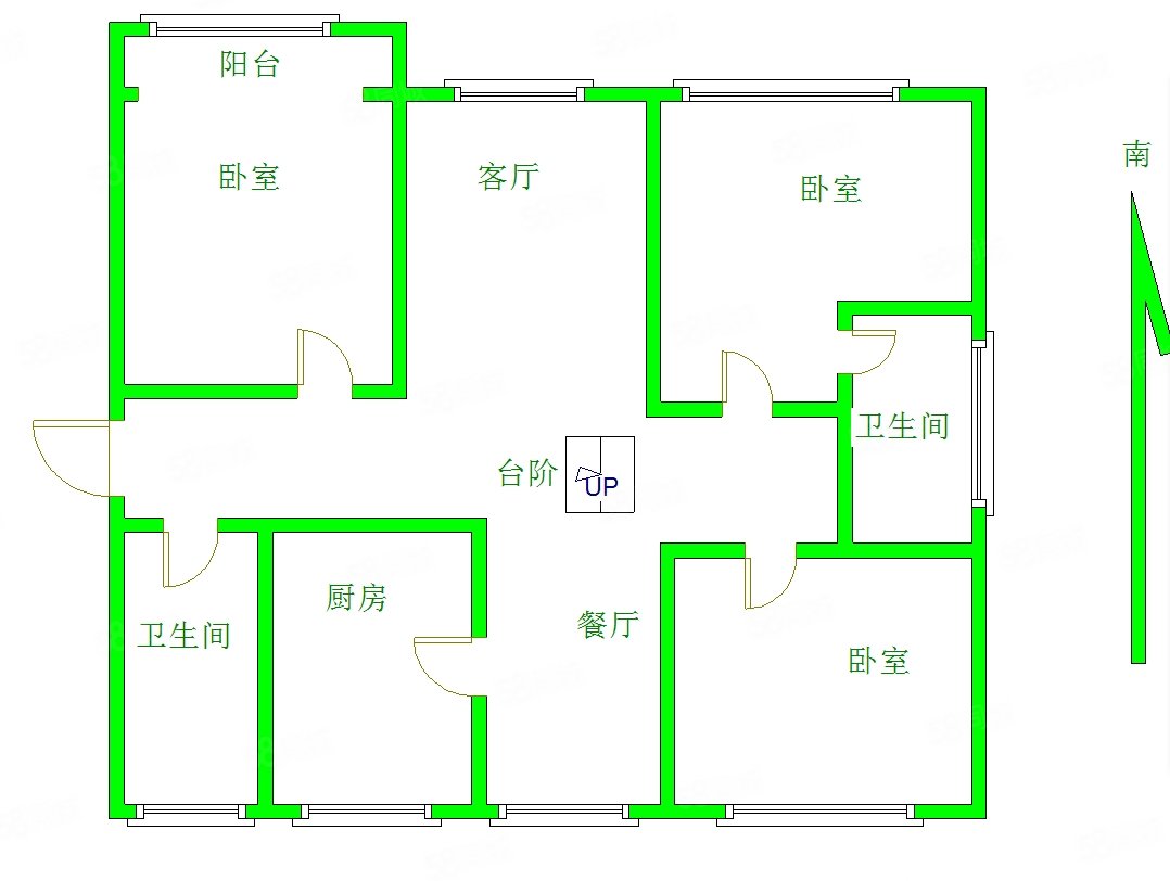 瑞景新城3室2厅2卫132㎡南北100万