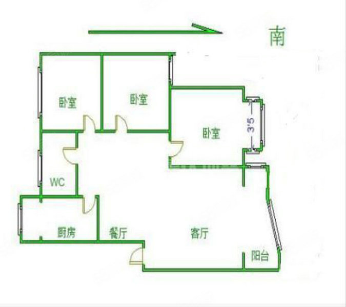 学府世家3室2厅1卫101㎡南北77万