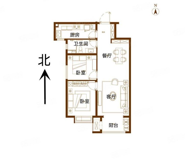 东南智汇城五号院2室2厅1卫95㎡南145万