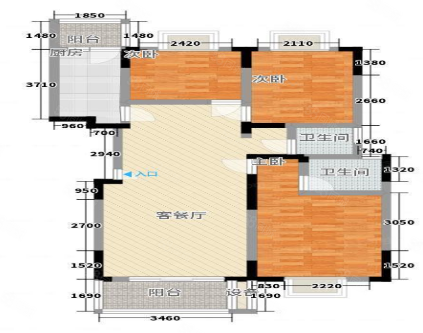 四季花城3室2厅2卫130㎡南北95.8万