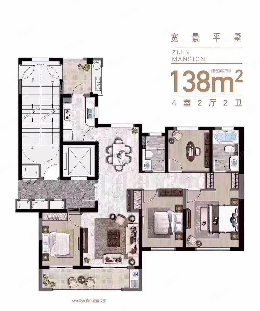 广场路122号小区3室1厅2卫268㎡南北128万