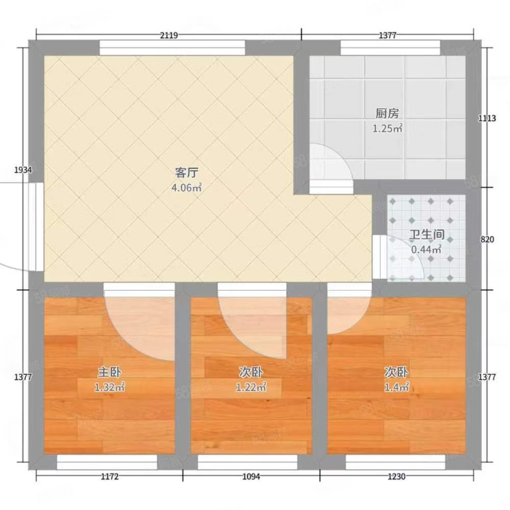 同和新城家园A区3室2厅1卫100.11㎡南北58万