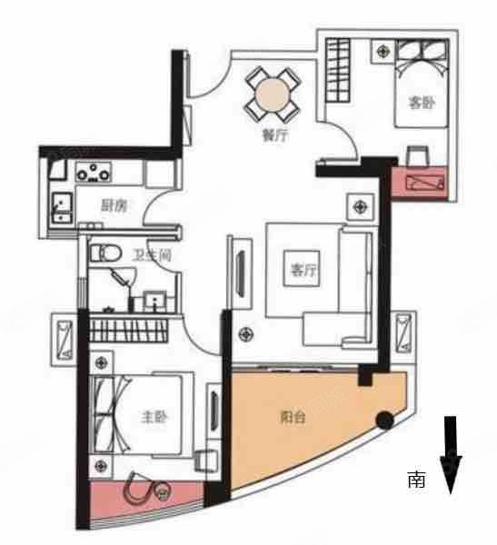 公园道2室2厅1卫84㎡南215万