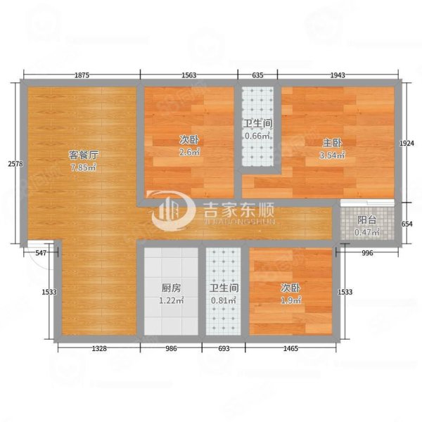 东山华府3室2厅2卫127㎡南北58万