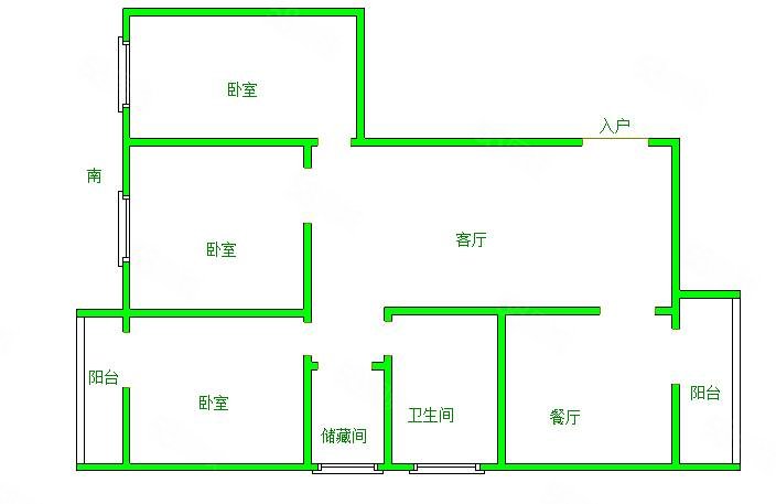 人民路117号楼3室2厅1卫93㎡南北130万