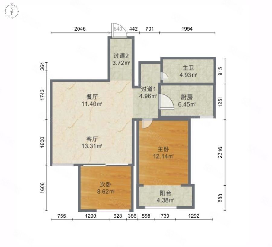 绿城百合花园(历下)2室2厅1卫96.58㎡南北153万