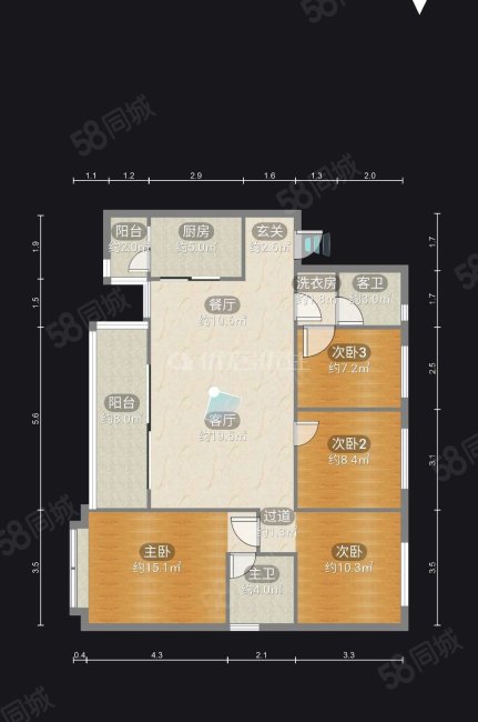 东原华宇朗阅4室2厅2卫126.58㎡西南101.5万