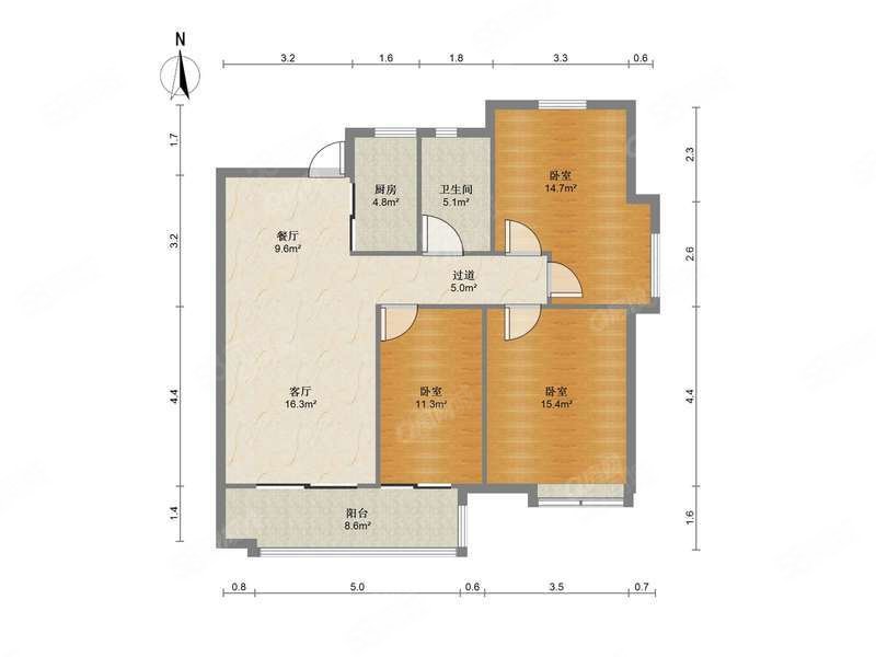 保利熙悦府3室2厅1卫120.37㎡南449万