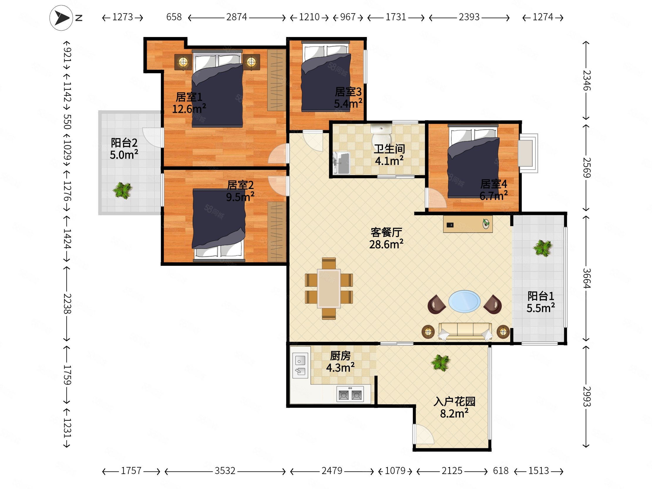 海馨苑4室2厅1卫111.7㎡北1048万