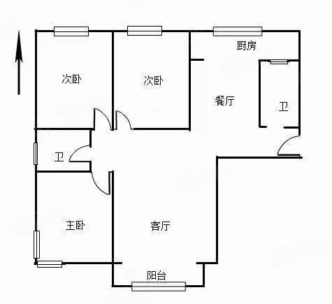 九龙城3室2厅2卫115㎡南北45万