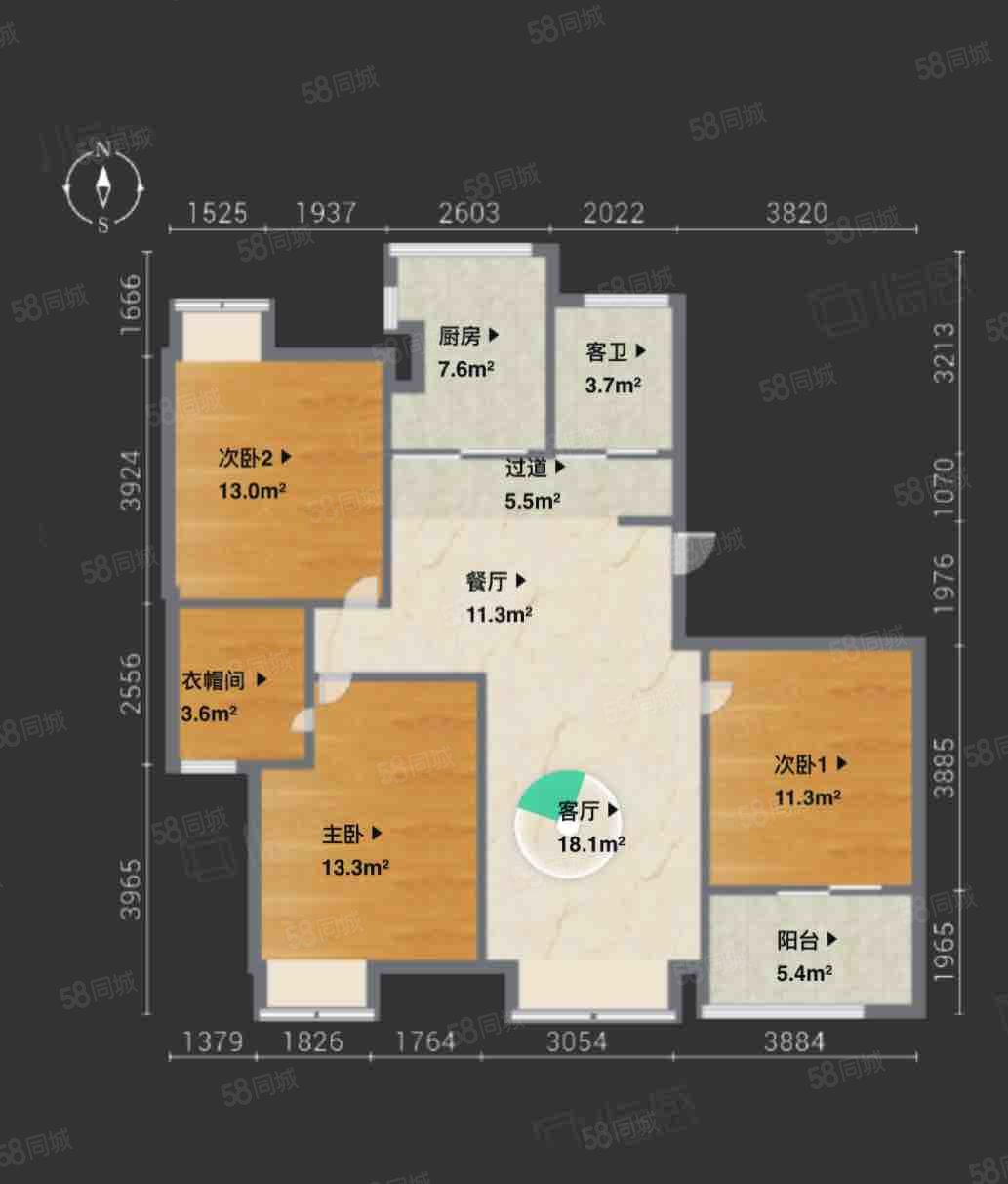 湖东景园北区3室1厅1卫134㎡南北439万