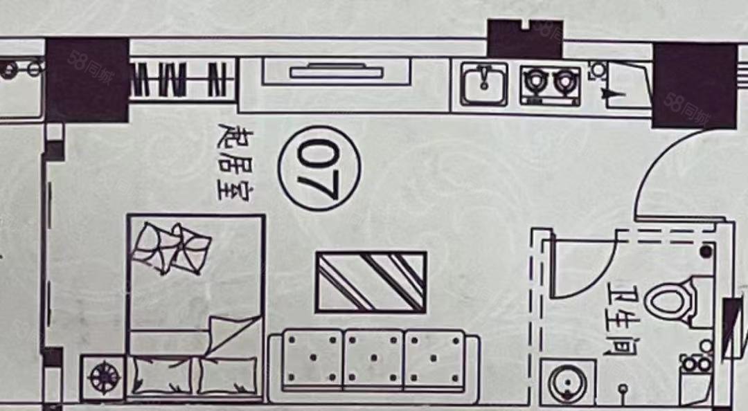 新乐公寓1室1厅1卫35㎡南北22万