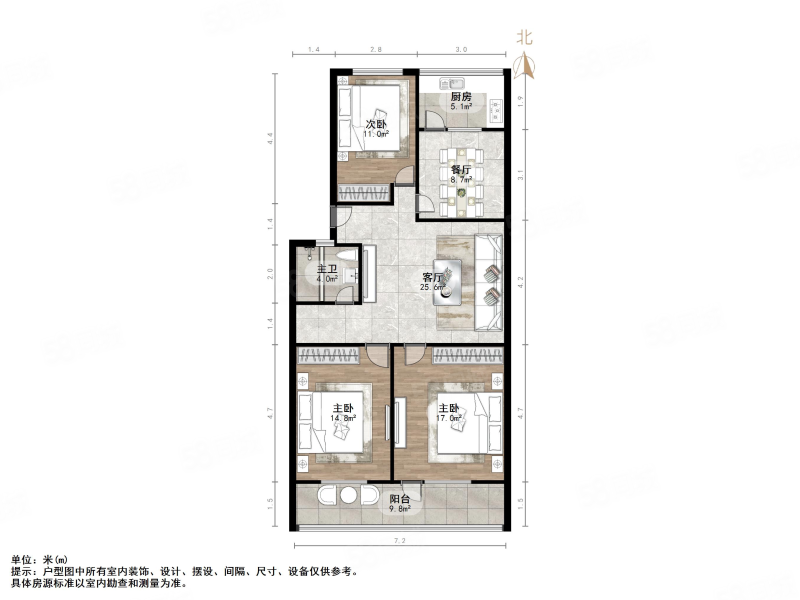 公安局宿舍(土屋路)3室2厅1卫111.23㎡南125万