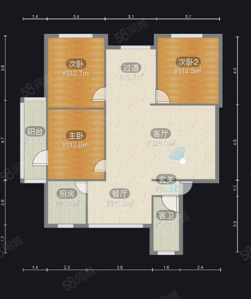 天门巷1号小区3室3厅1卫151㎡南北41万