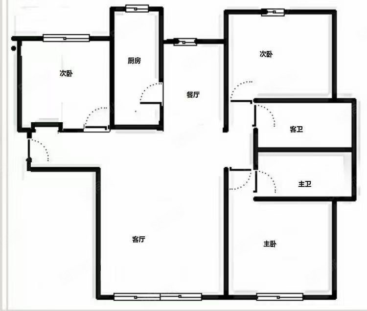 高铁新干线3室2厅2卫127㎡南北90万