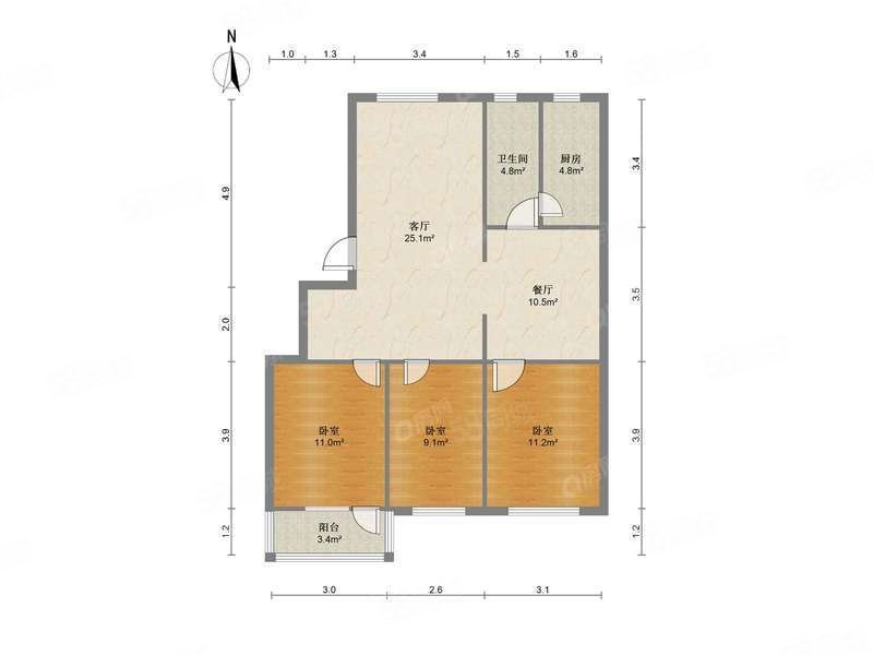 安居苑东村3室2厅1卫109.27㎡南320万